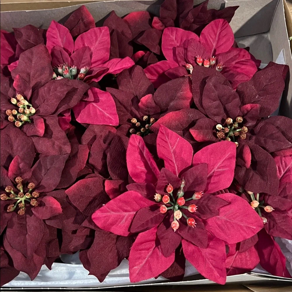 Vintage Lot of 35 Variety Poinsettias For Holiday Decorations